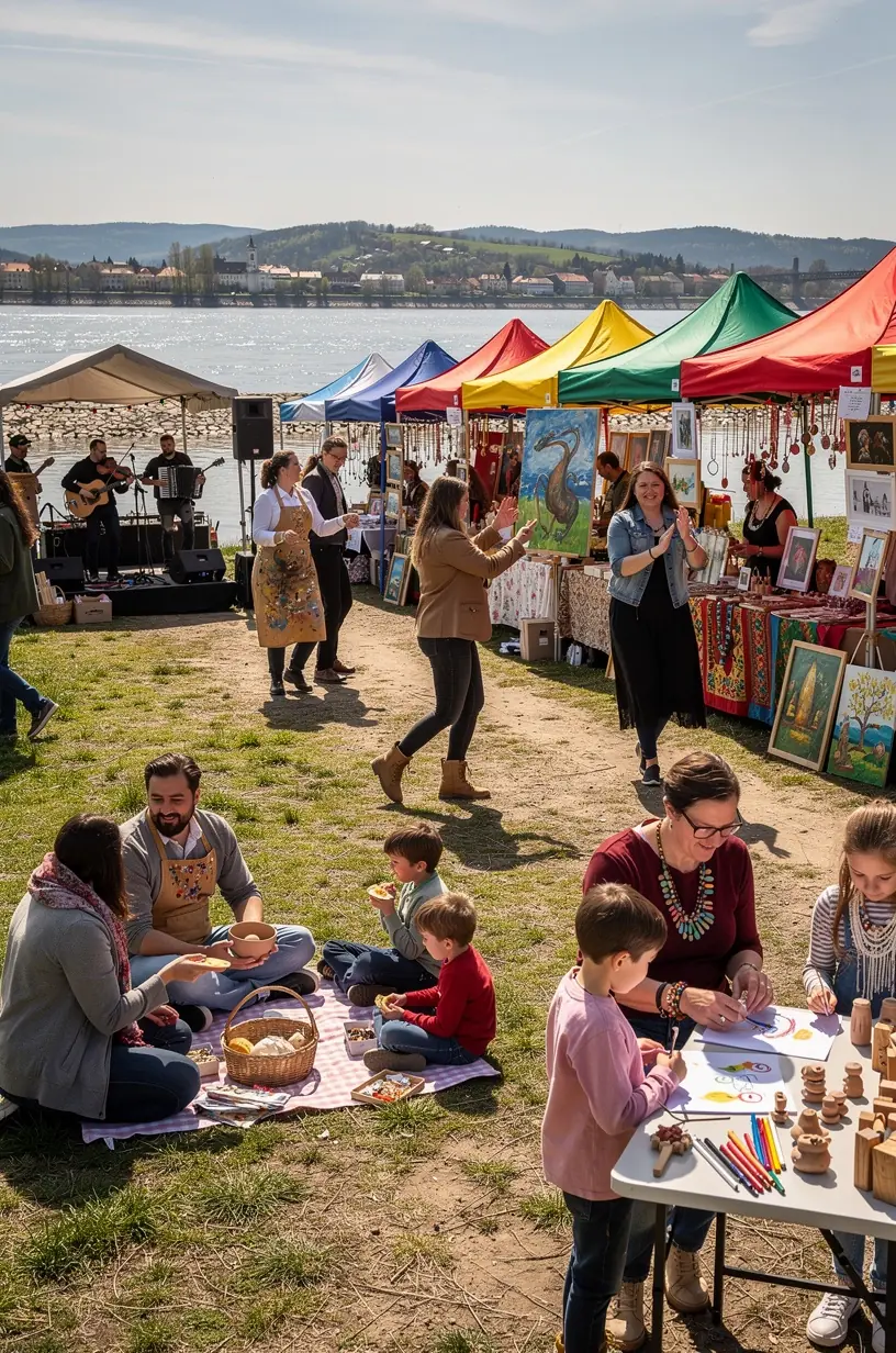 Close-up of authentic Slovak cuisine served at a local food festival, showcasing regional specialties.